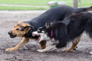 deux-chiens-un-border-collie-blanc-et-noir-et-un-berger-marron-et-noir-se-bagarrent-par-coach-canin-16-educateur-canin-charente